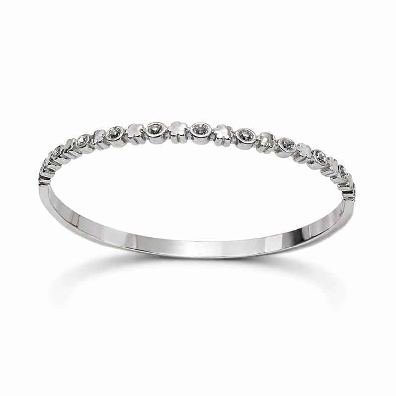 Silver Floral Crystal Bangle