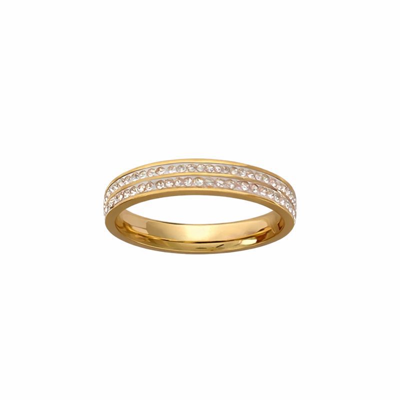 Gold Double Row Crystal Ring