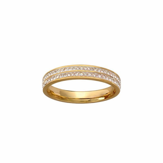 Gold Double Row Crystal Ring