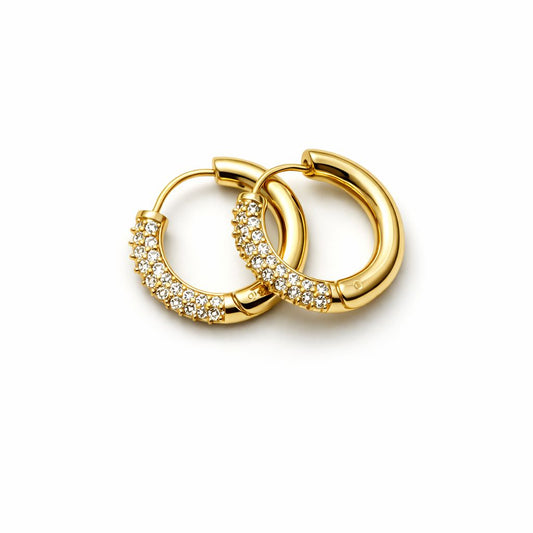 Elegant Gold Crystal Hoop Earrings – Minimal Luxe Design