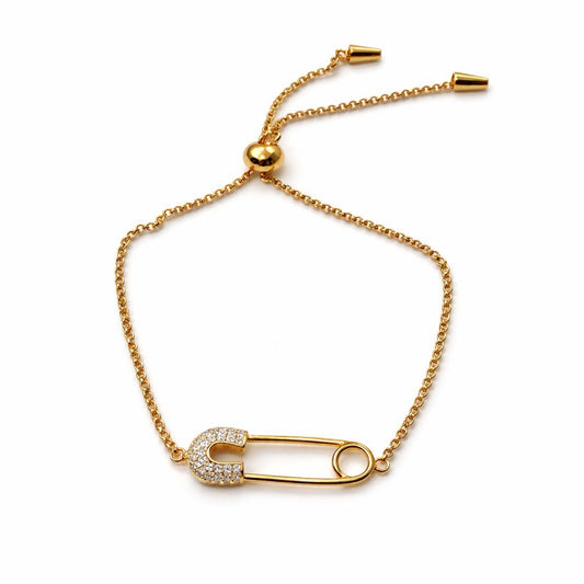 Gold Safety Pin Bracelet – Stainless Steel
