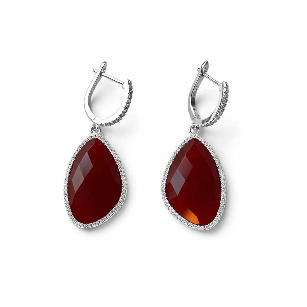 Red Drop Earrings – Sterling Silver