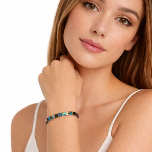 Iridescent Blue Semi-Precious Stone Bracelet