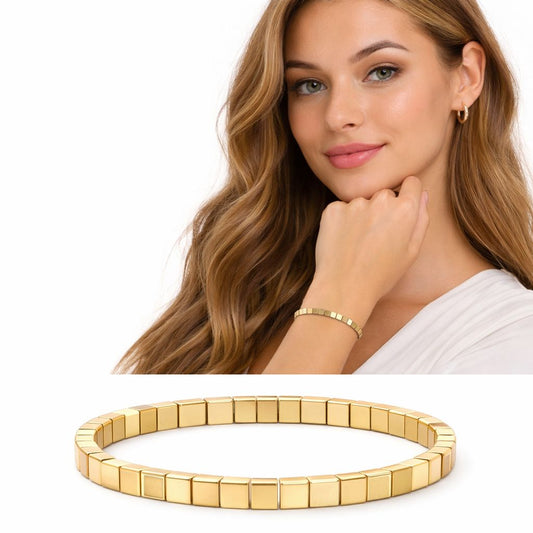 Gold Stainless Steel Stretch Bracelet