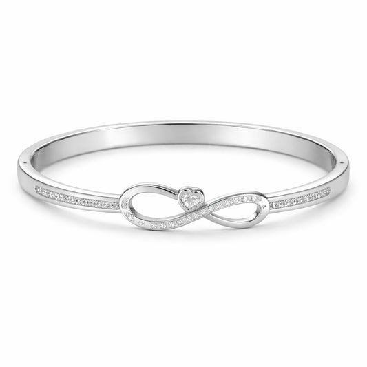 Silver Stainless Steel Infinity Heart Bangle
