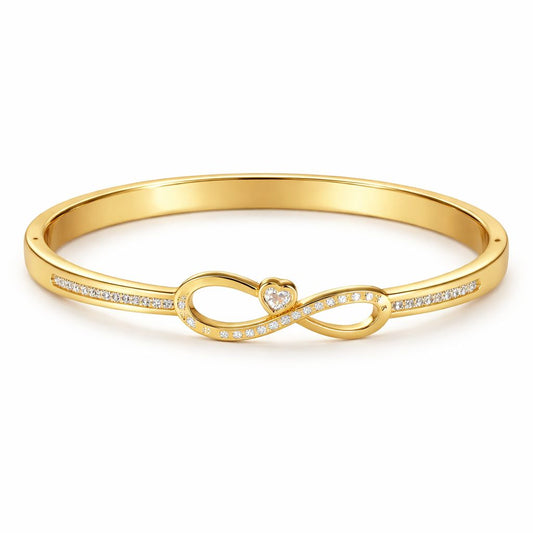 Gold Stainless Steel Infinity Heart Bangle