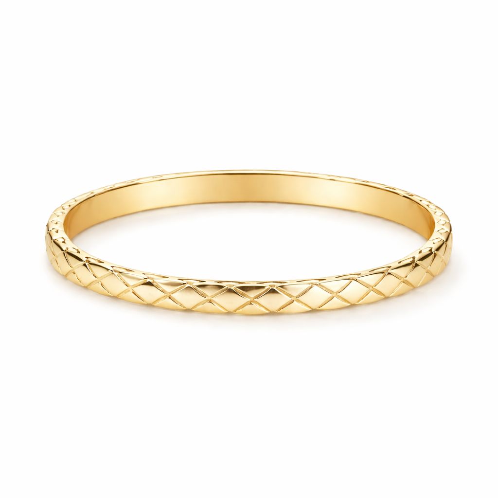 Gold Stainless Steel Engraved Bangle