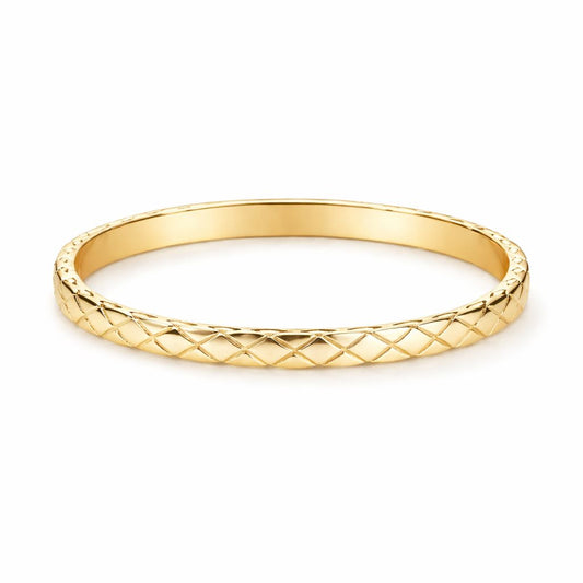 Gold Stainless Steel Engraved Bangle