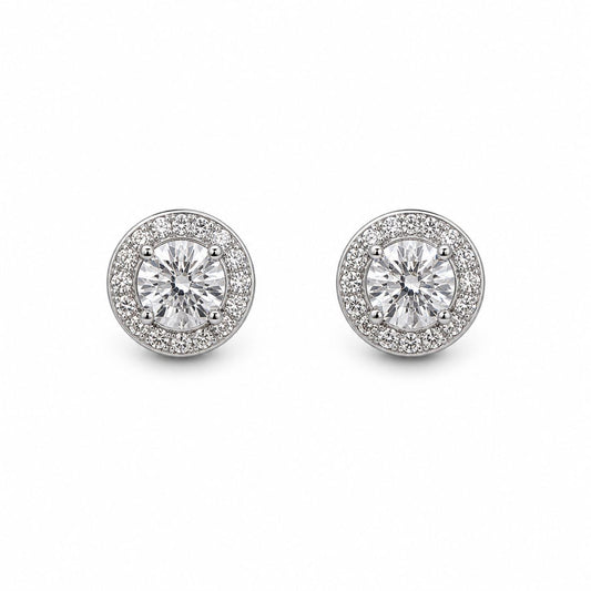 Sterling Silver Halo Stud Earrings