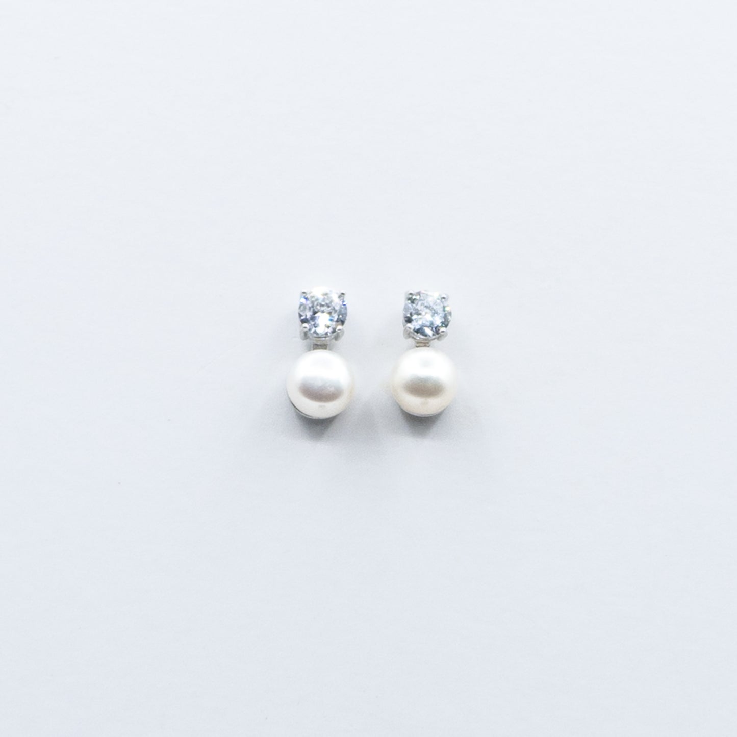 DK-925-144 sterling silver pearl studs with CZ