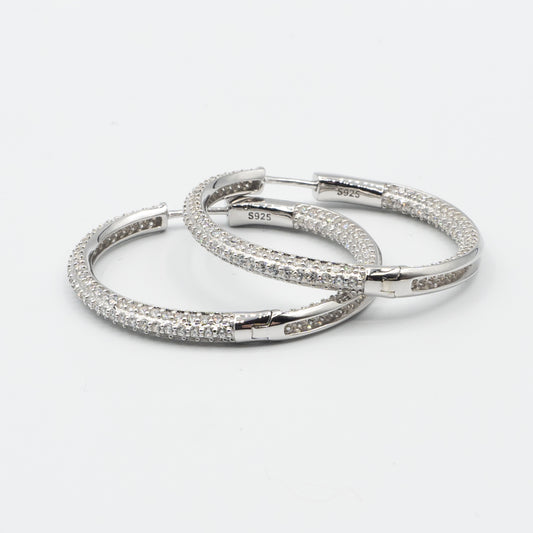 DK-925-122  sterling silver hoops with secure clasp