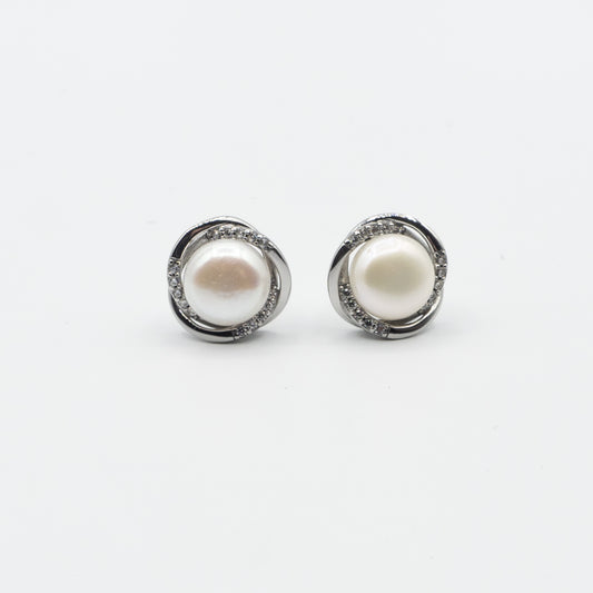 DK-925-127 sterling silver fresh water pearl earrings