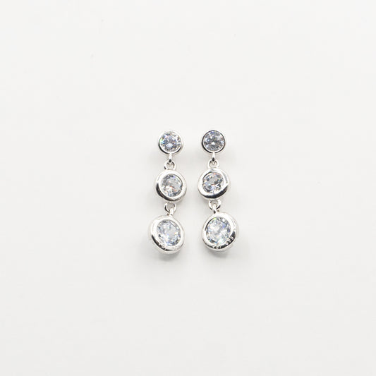 DK-925-133 sterling silver 3 CZ earrings
