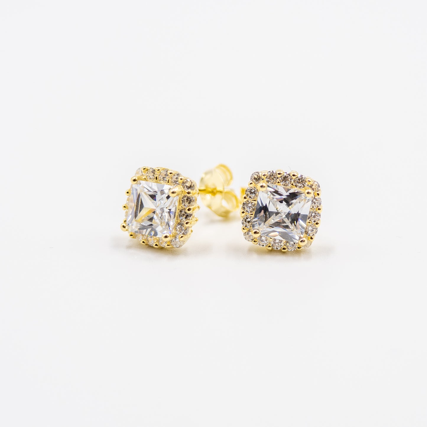 DK-925-188 sterling silver gold tone square earrings