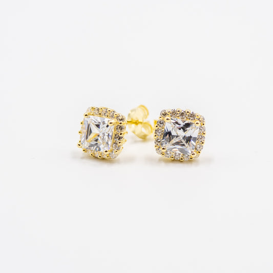 DK-925-188 sterling silver gold tone square earrings