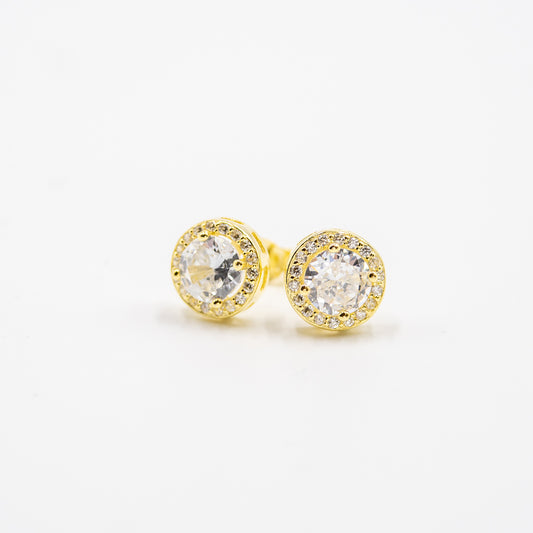 DK-925-197 sterling silver gold tone halo studs d