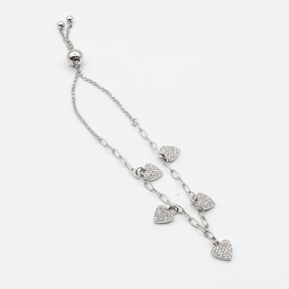 CHARLOTTE - sterling silver heart pendants bracelet