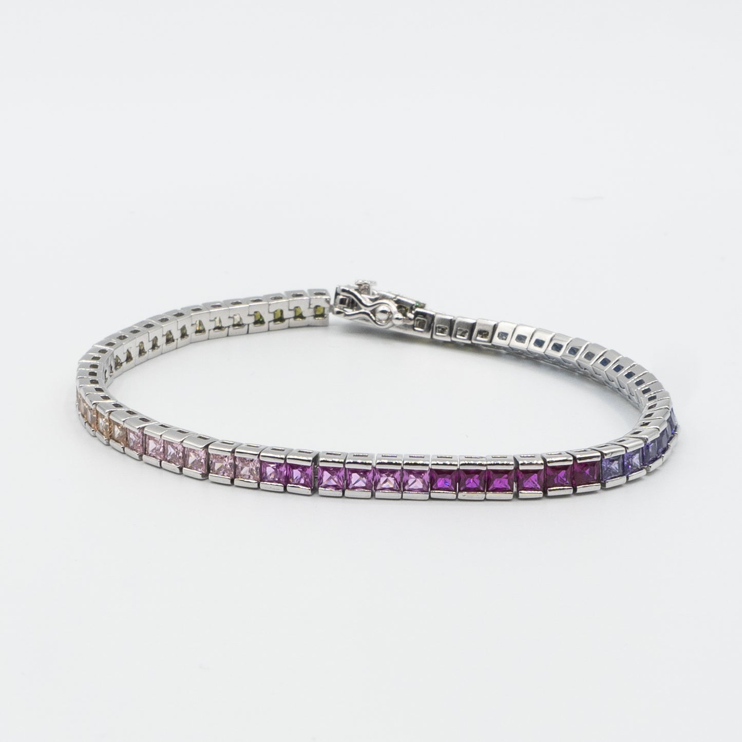 AVERY - sterling silver multicolour square tennis bracelet