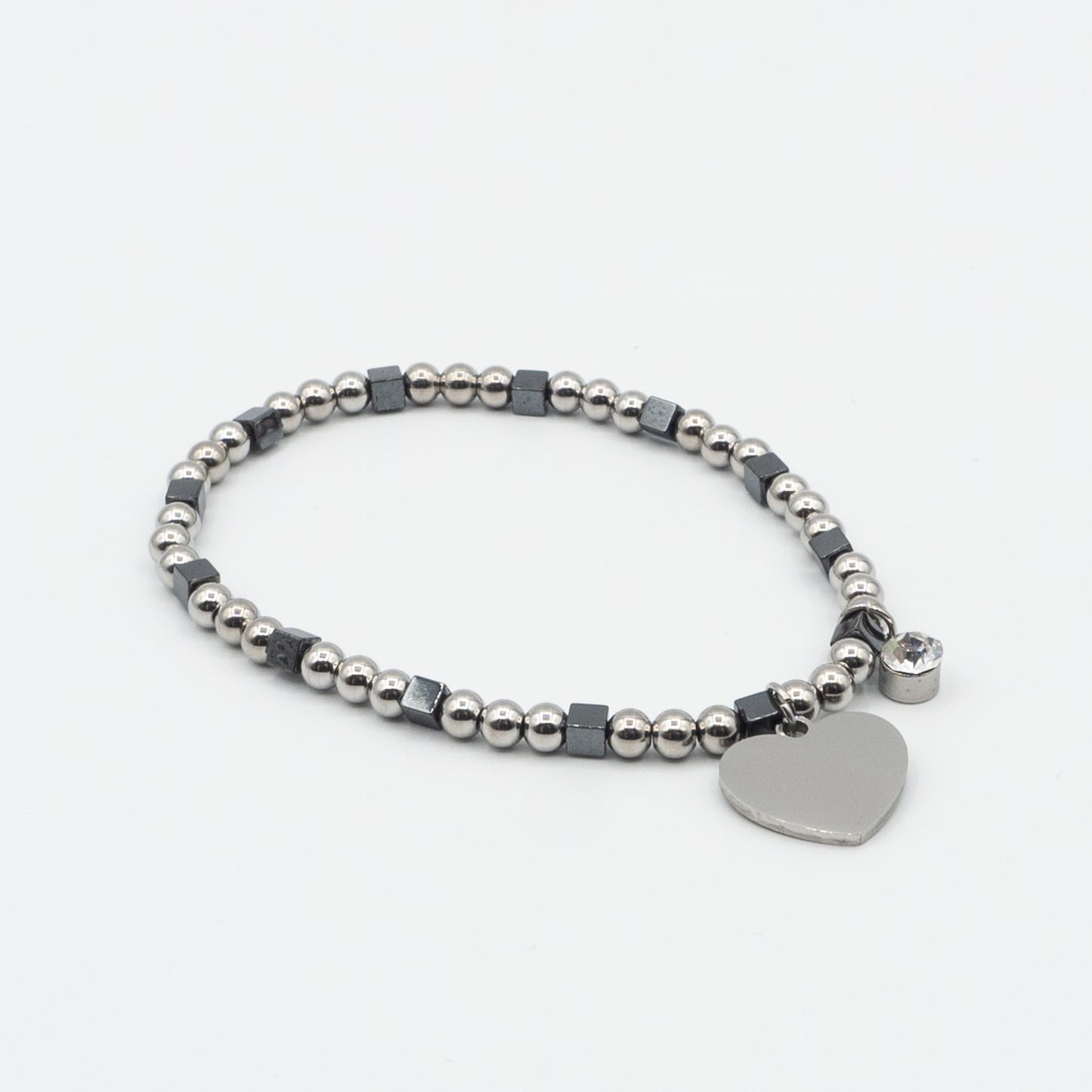 ELENA - stainless steel and hematite bracelet with heart
