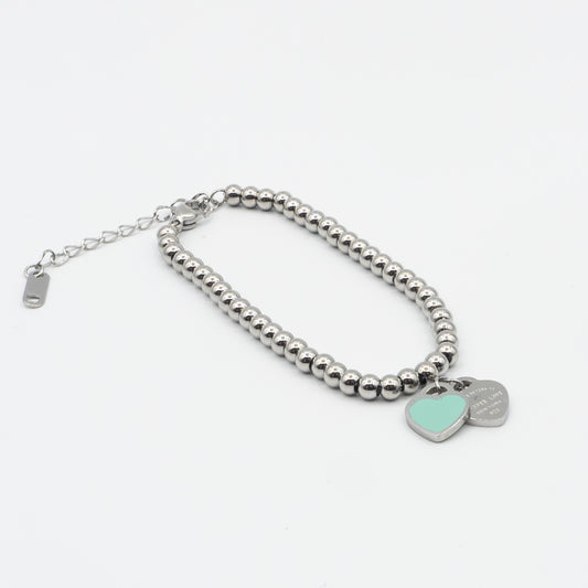 VALENTINA - stainless steel turquoise heart with beads