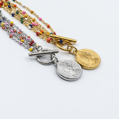 SAIGE - stainless steel bracelet multicolour beads