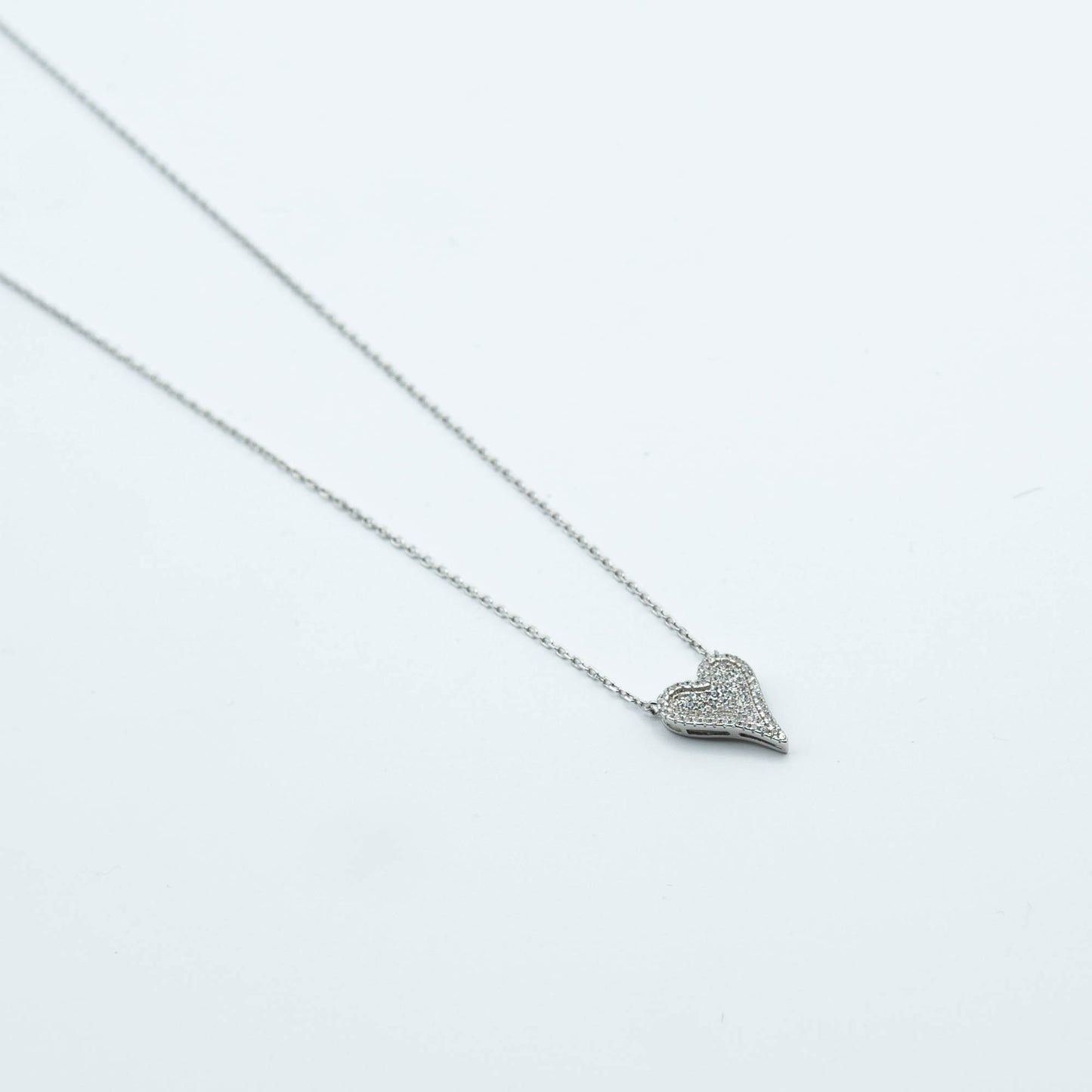CELINA sterling silver micropavé small heart necklace