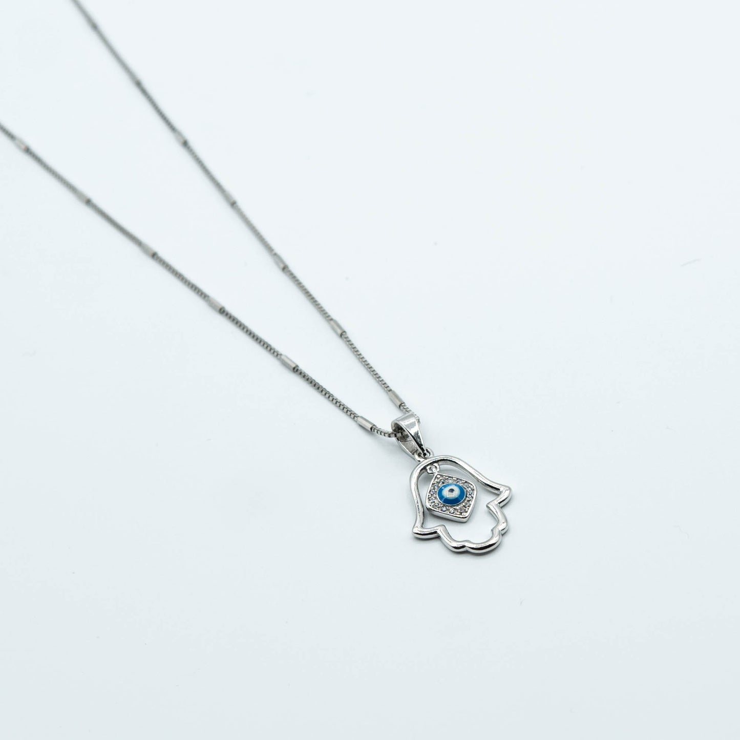 TANYA - sterling silver hamsa necklace with eye