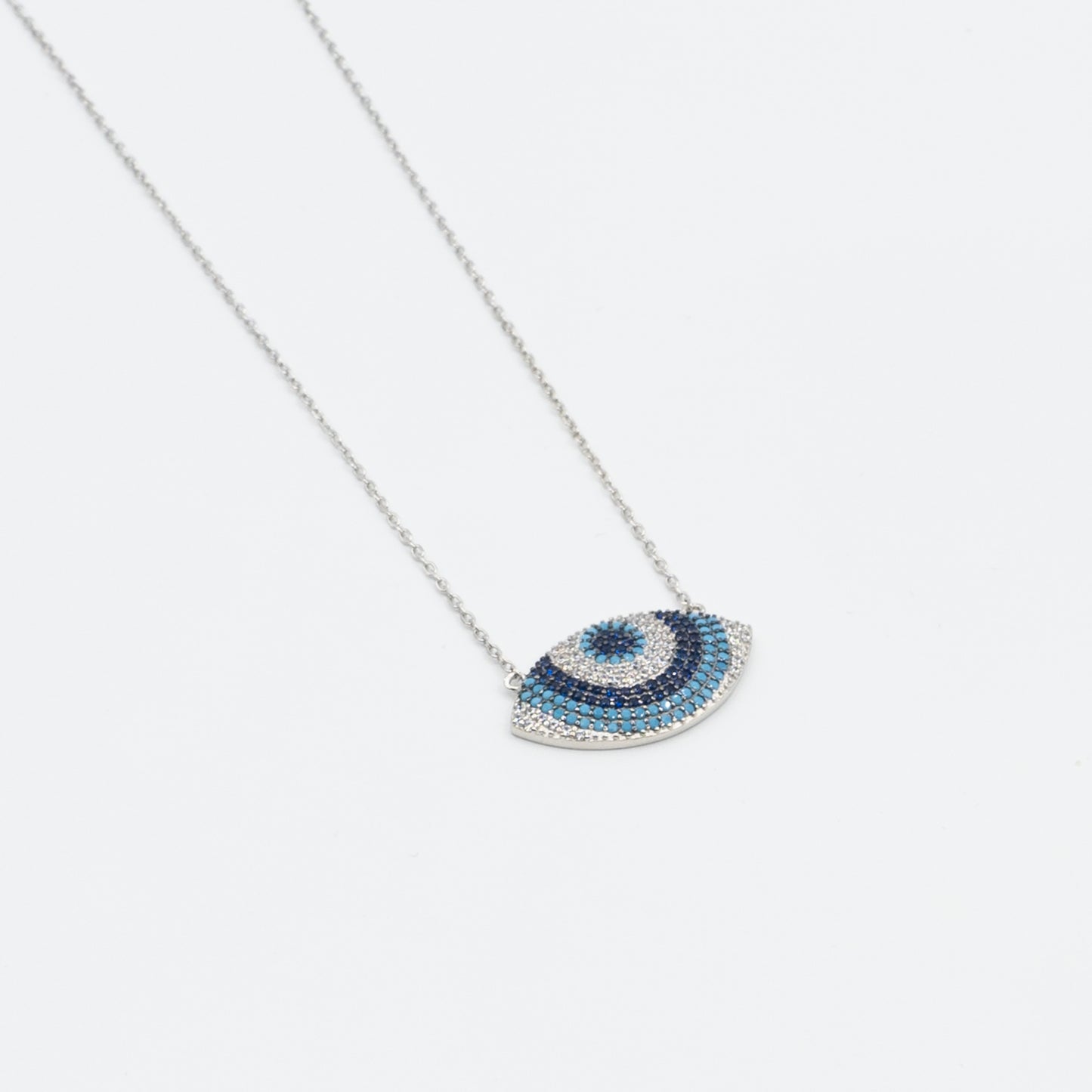 ELLIE - sterling silver micropavé oval bleu eye necklace