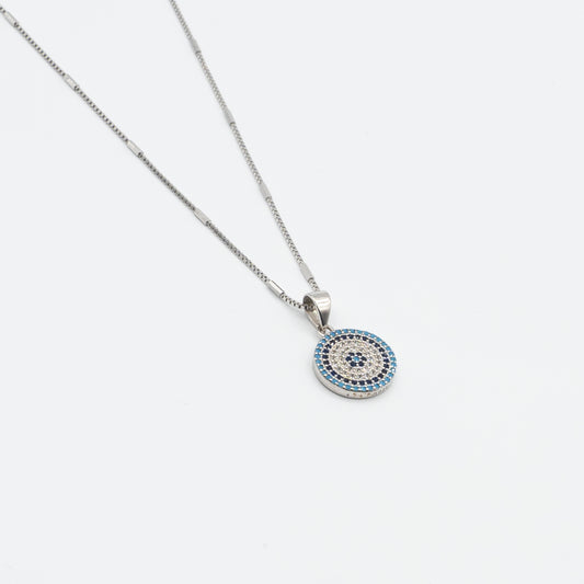 REMI - sterling silver micropavé round eye necklace