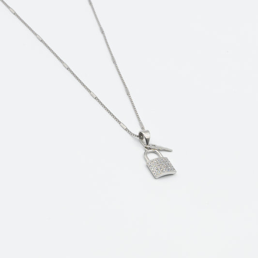 NORAH - sterling silver lock and key necklace