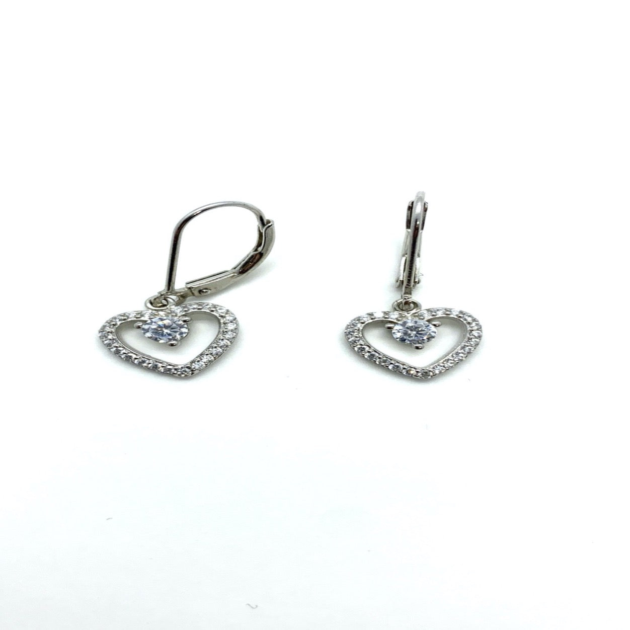 DK-925-086 heart pending  silver Lever-back earrings