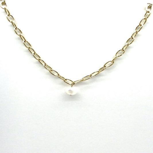 link necklace with shell pearl