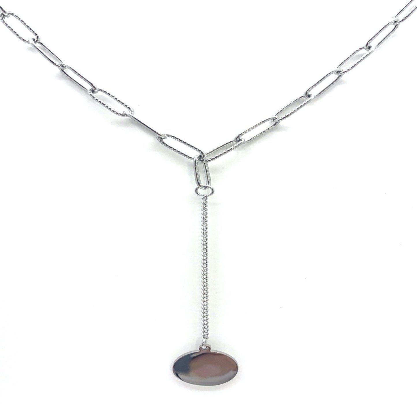stainless steel link chain with pending solid coin necklace