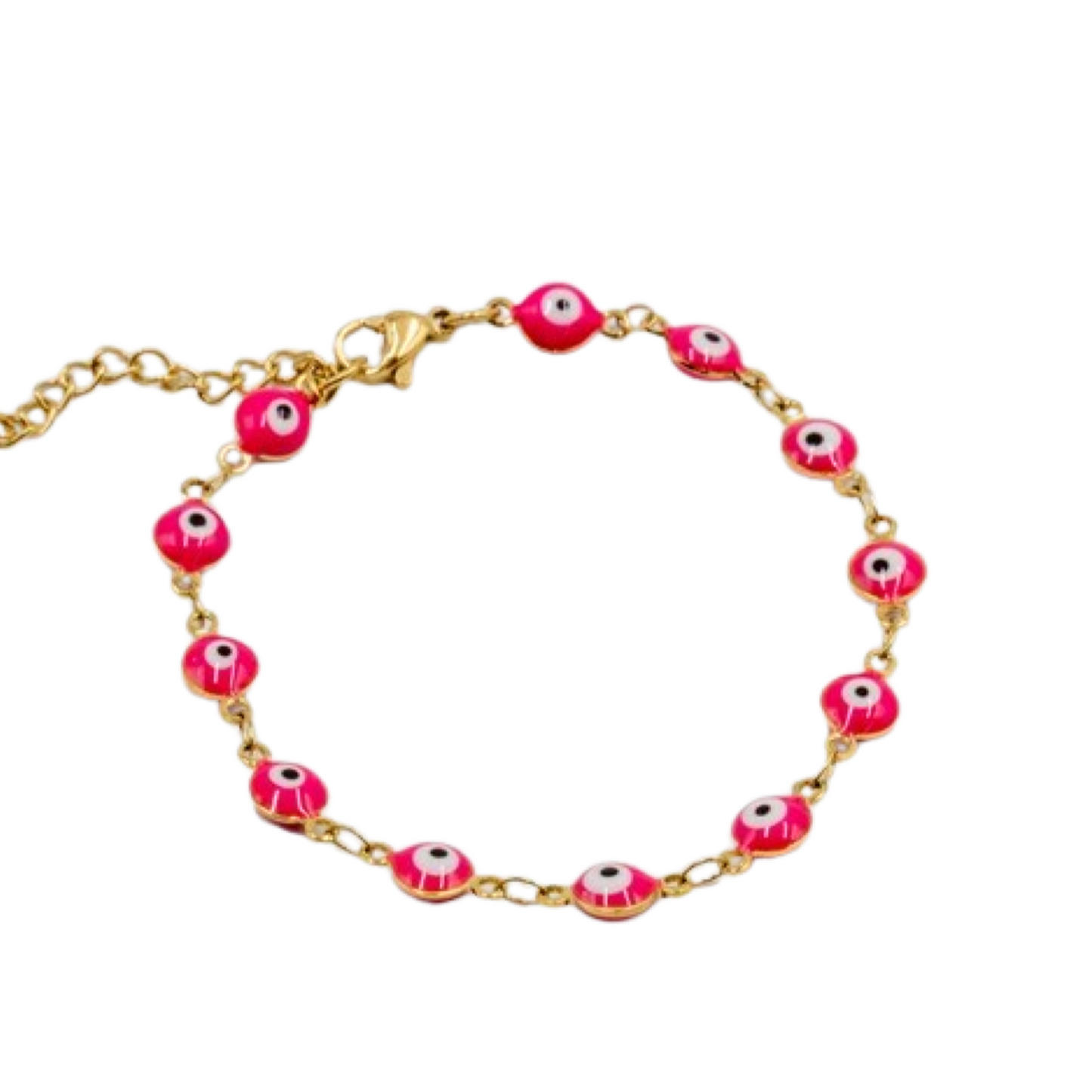 EYE- stainless steel gold tone pink eye bracelet