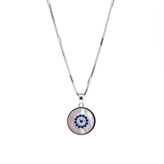DK-925-456  blue eye necklace With mother of perle.