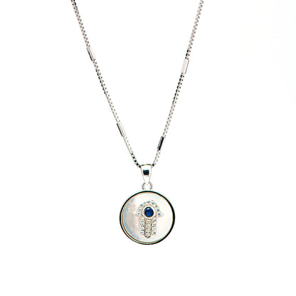 DK-925-448 Hamsa Necklace with Mother of pearl