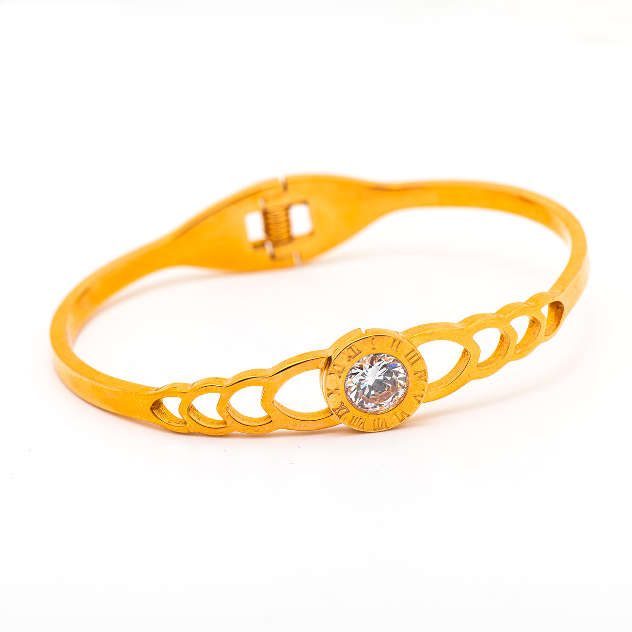 stainless steel bangle with crystal