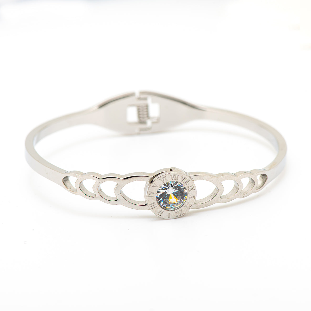 stainless steel bangle with crystal