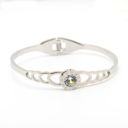 stainless steel bangle with crystal