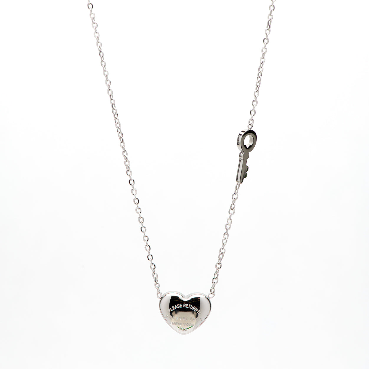 KEY-stainless steel necklace with heart and key