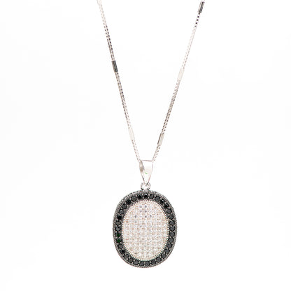 DK-925-463 sterling silver necklace with oval micropave CZ