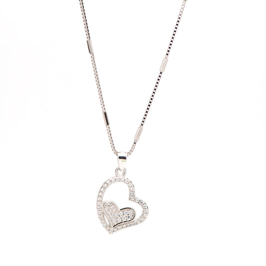 DK-925-460 necklace with double heart micropave