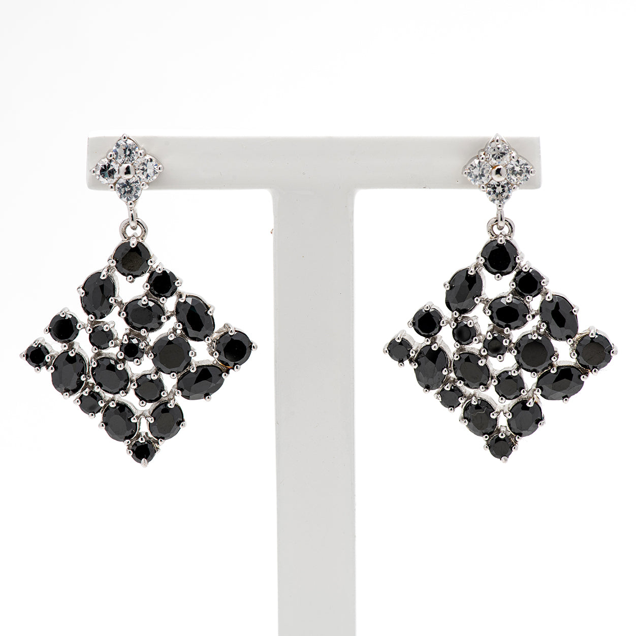 DK-925-099 Serling silver earrings with black cubic Zirconia