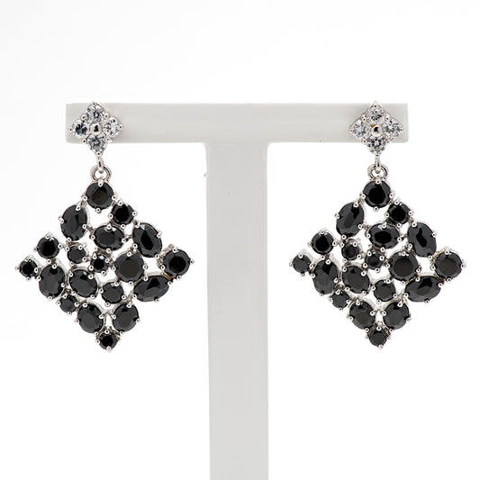 DK-925-099 Serling silver earrings with black cubic Zirconia