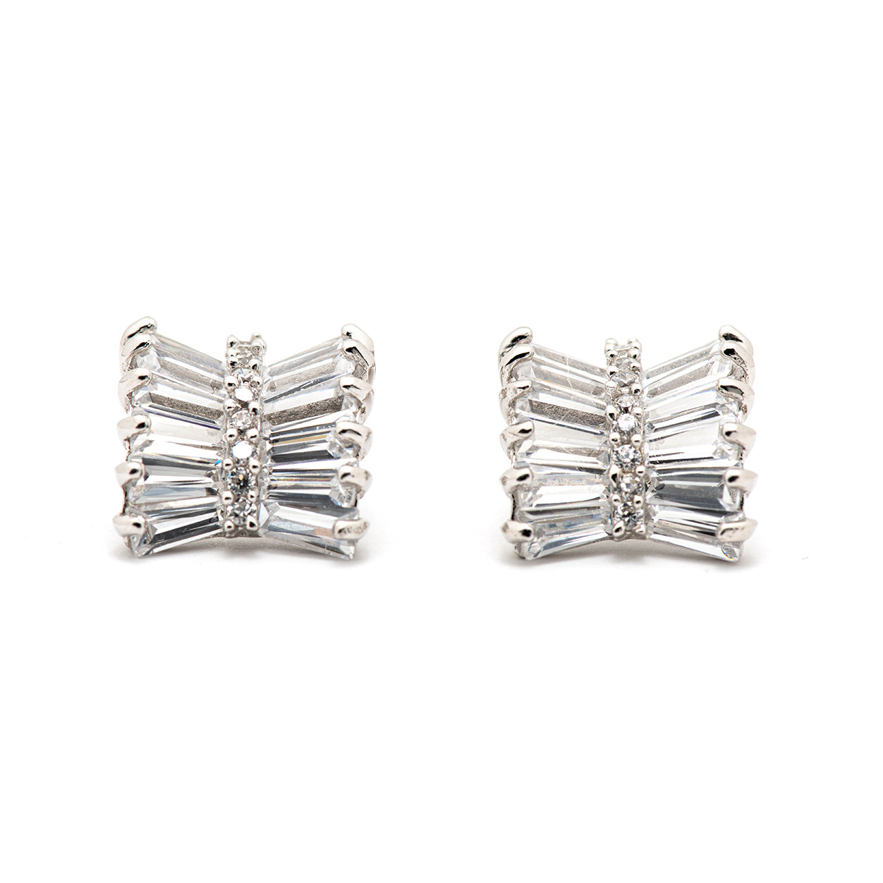 DK-925-113 sterling silver clear earrings