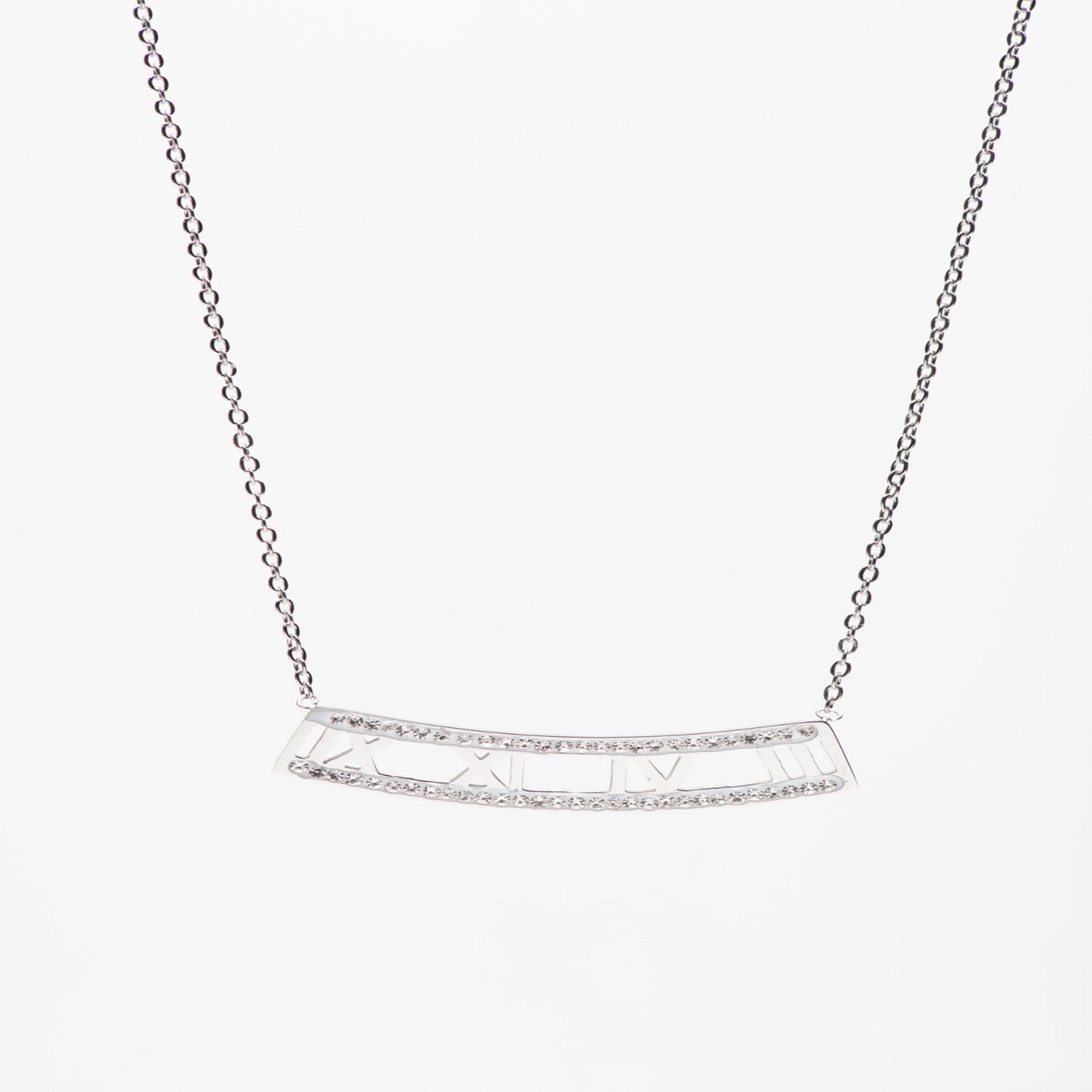 Stainless Steel bar necklace with Roman numerals