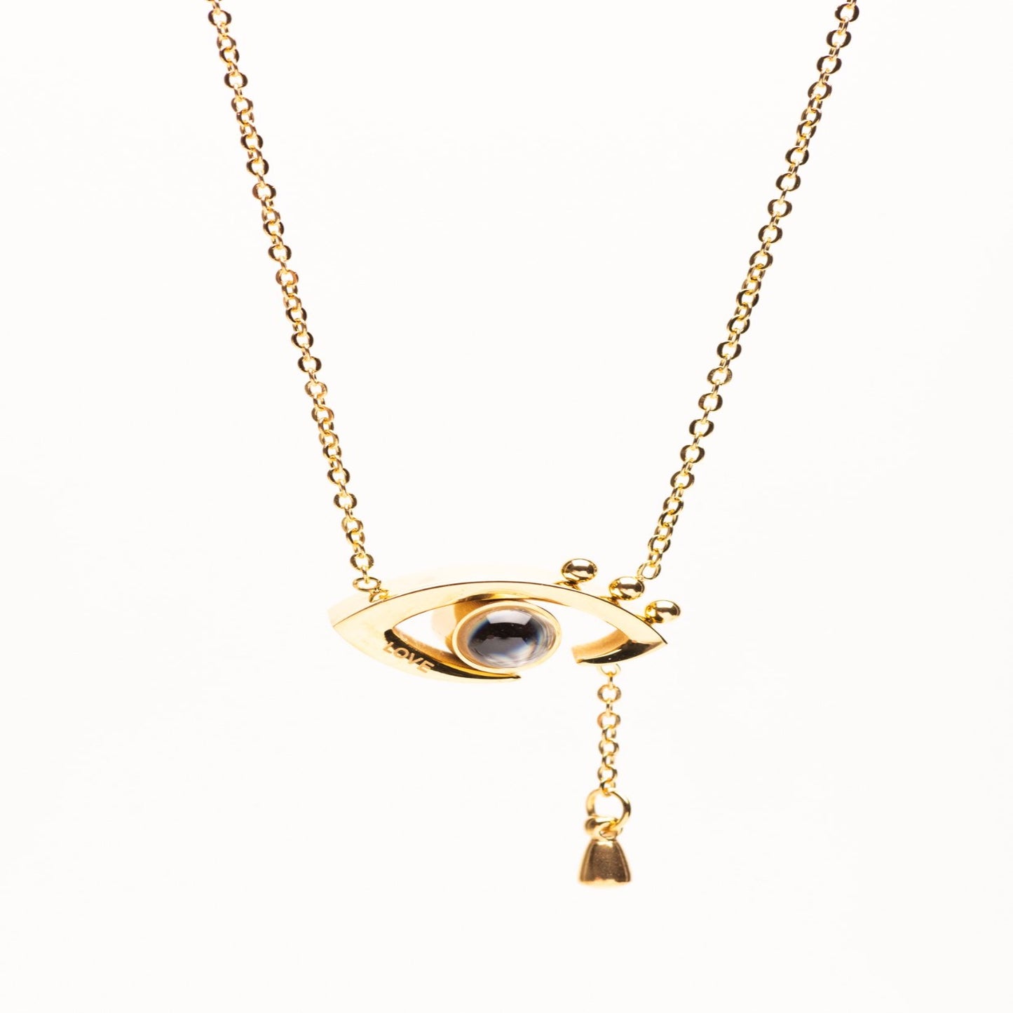 Stainless Steel Gold tone evil eye necklace