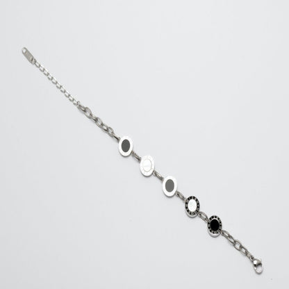 Stainless steel bracelet with black and white MOP
