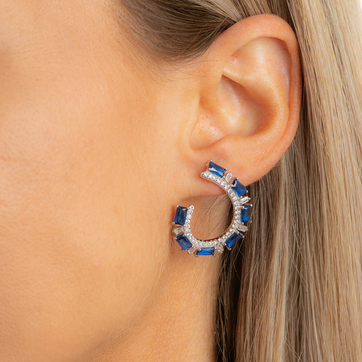 DK-925-061 Sterling silver blue earrings
