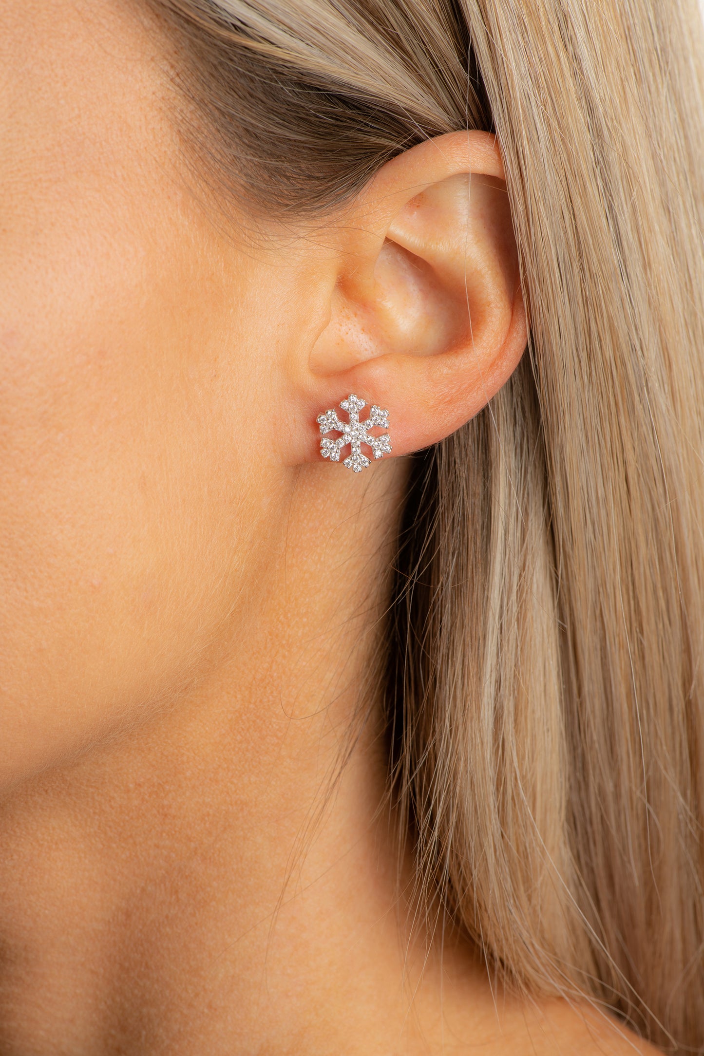 Sterling silver snow flake studs